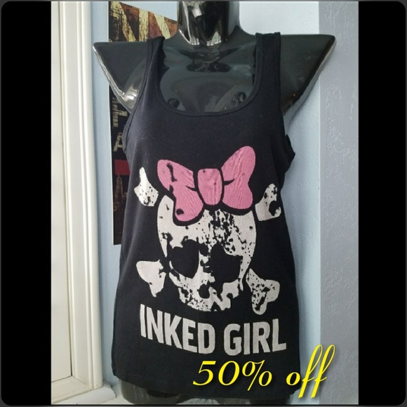 inked Tops - INKED Skull Bow Inked Girl Tank Top